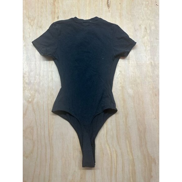 Skims Cotton Jersey T Shirt Body Suit Black XS NWTs - Picture 6 of 8